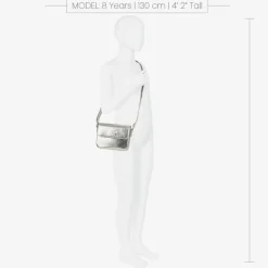 Girls Silver Faux Leather Handbag (20cm)