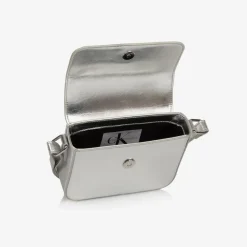 Girls Silver Faux Leather Handbag (20cm)