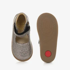 Girls Silver Glitter Bar Shoes