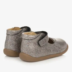 Girls Silver Glitter Bar Shoes