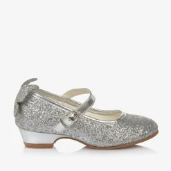Girls Silver Glitter Butterfly Shoes