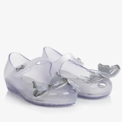 Girls Silver Glitter Butterfly Jelly Shoes