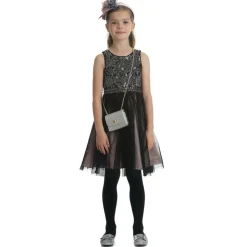 Girls Silver Glitter Leather Bag (12cm)