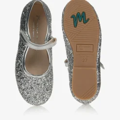 Girls Silver Glitter Shoes