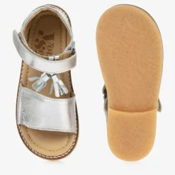 Girls Silver Leather Sandals