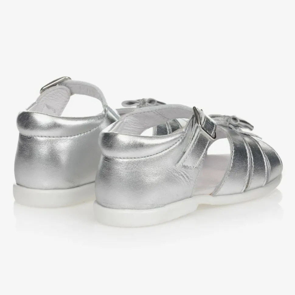 Girls Silver Leather Sandals