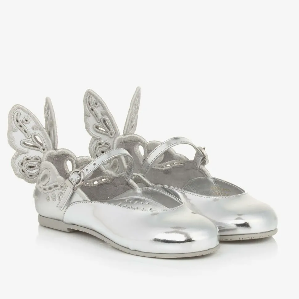 Girls Silver Leather Shoes