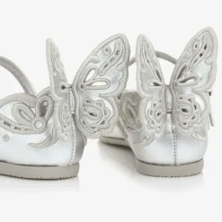 Girls Silver Leather Shoes