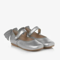 Girls Silver Leather Shoes