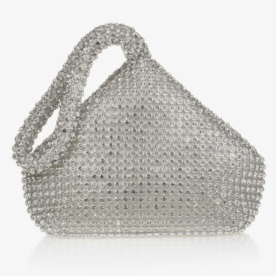 Girls Silver Rhinestone Handbag (15cm)