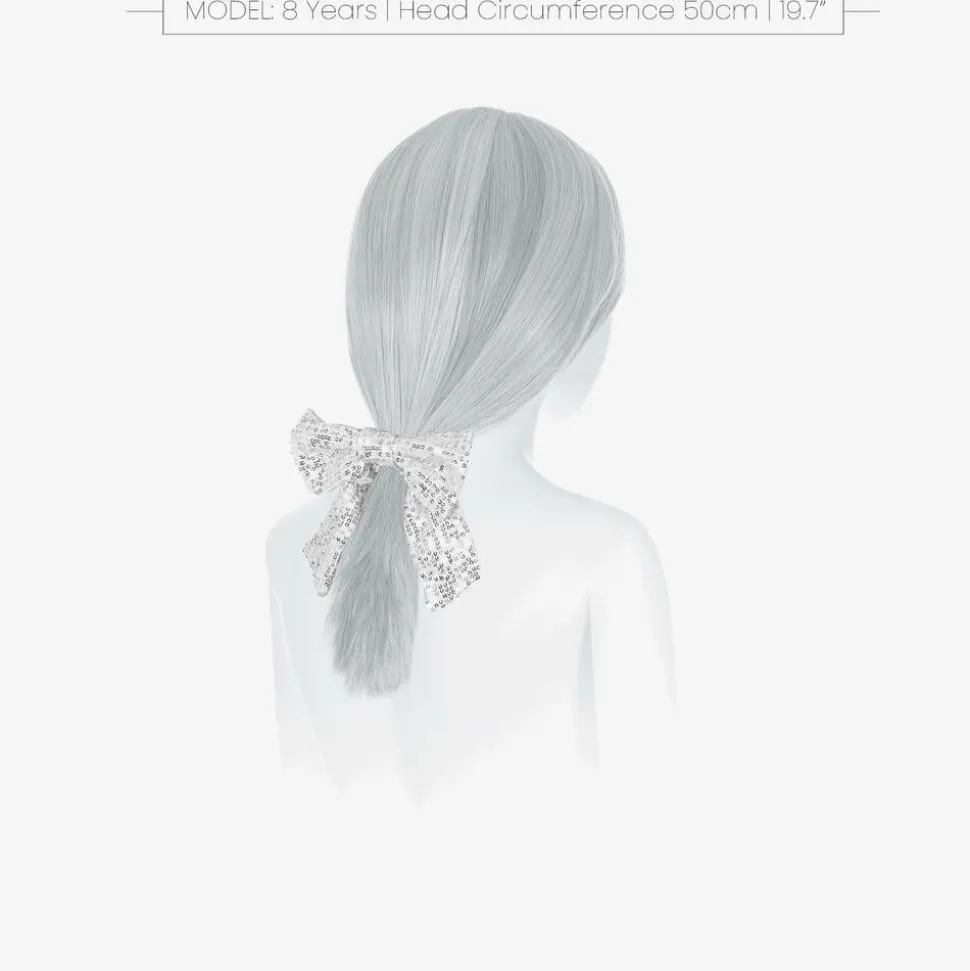 Girls Silver Sequin Bow Hair Elastic