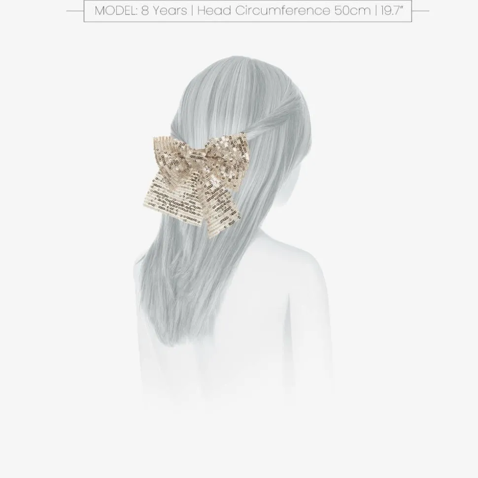Girls Silver Sequin Bow Hair Clip (15cm)