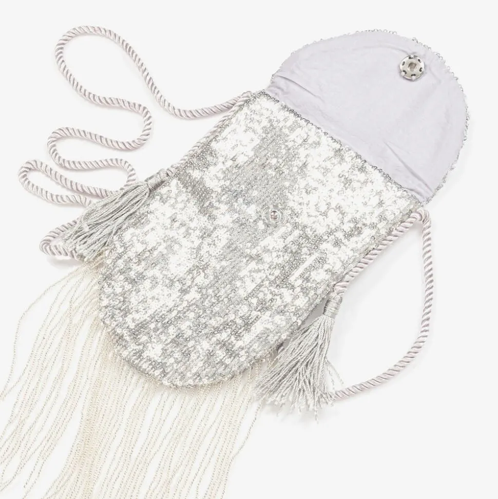 Girls Silver Sequinned Bag (20cm)