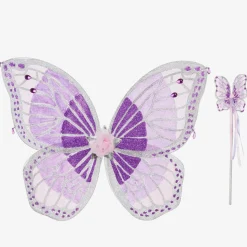 Girls Sparkly Purple Wings & Wand Dressing-Up Set