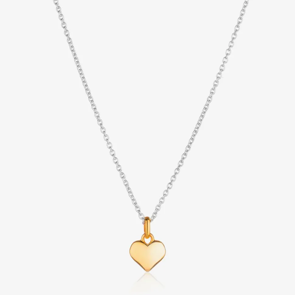 Girls Sterling Silver & Gold Heart Necklace
