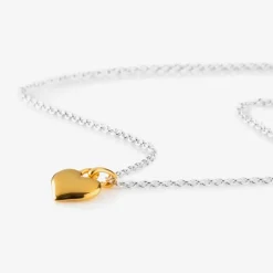 Girls Sterling Silver & Gold Heart Necklace