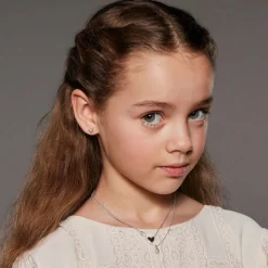 Girls Sterling Silver Diamond Heart Necklace (38cm)