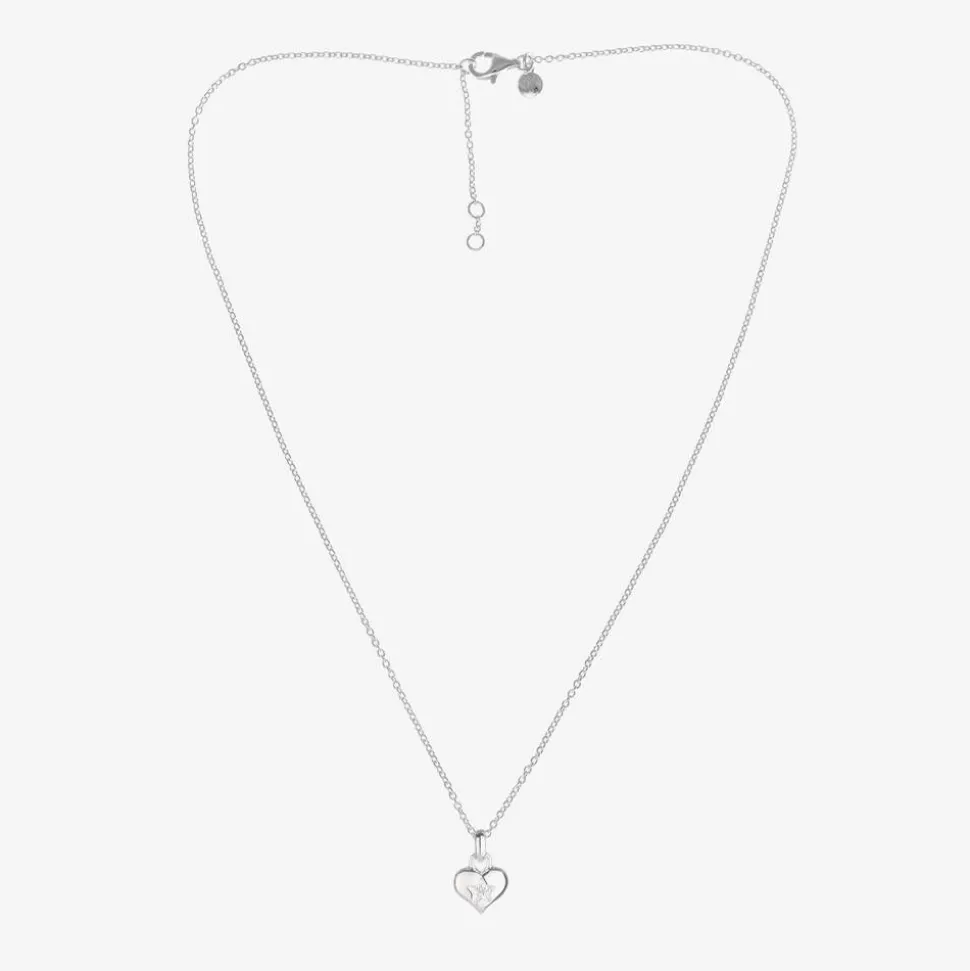 Girls Sterling Silver Diamond Heart Necklace (38cm)
