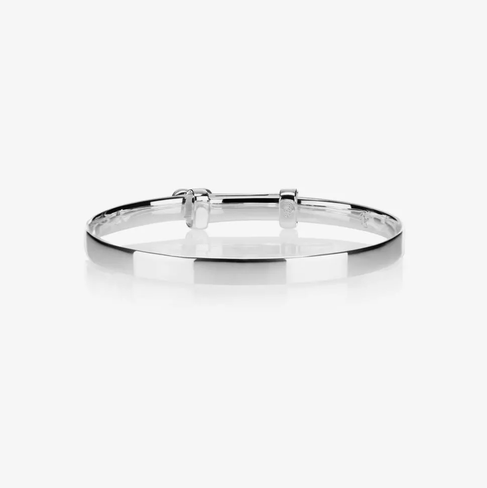 Girls Sterling Silver Diamond Heart Bangle