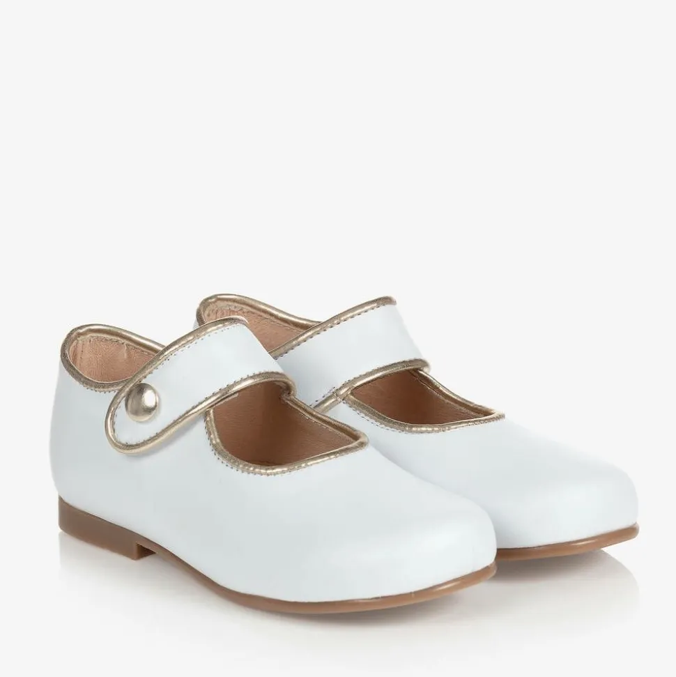 Girls White & Gold Shoes
