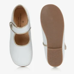 Girls White & Gold Shoes