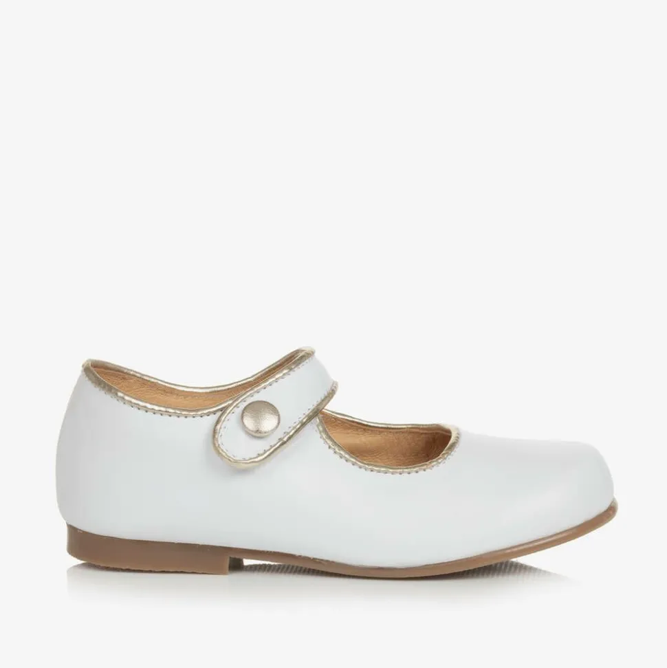 Girls White & Gold Shoes