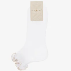 Girls White & Ivory Ruffle Socks