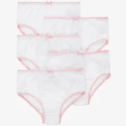 Girls White & Pink Cotton Knickers (5 Pack)