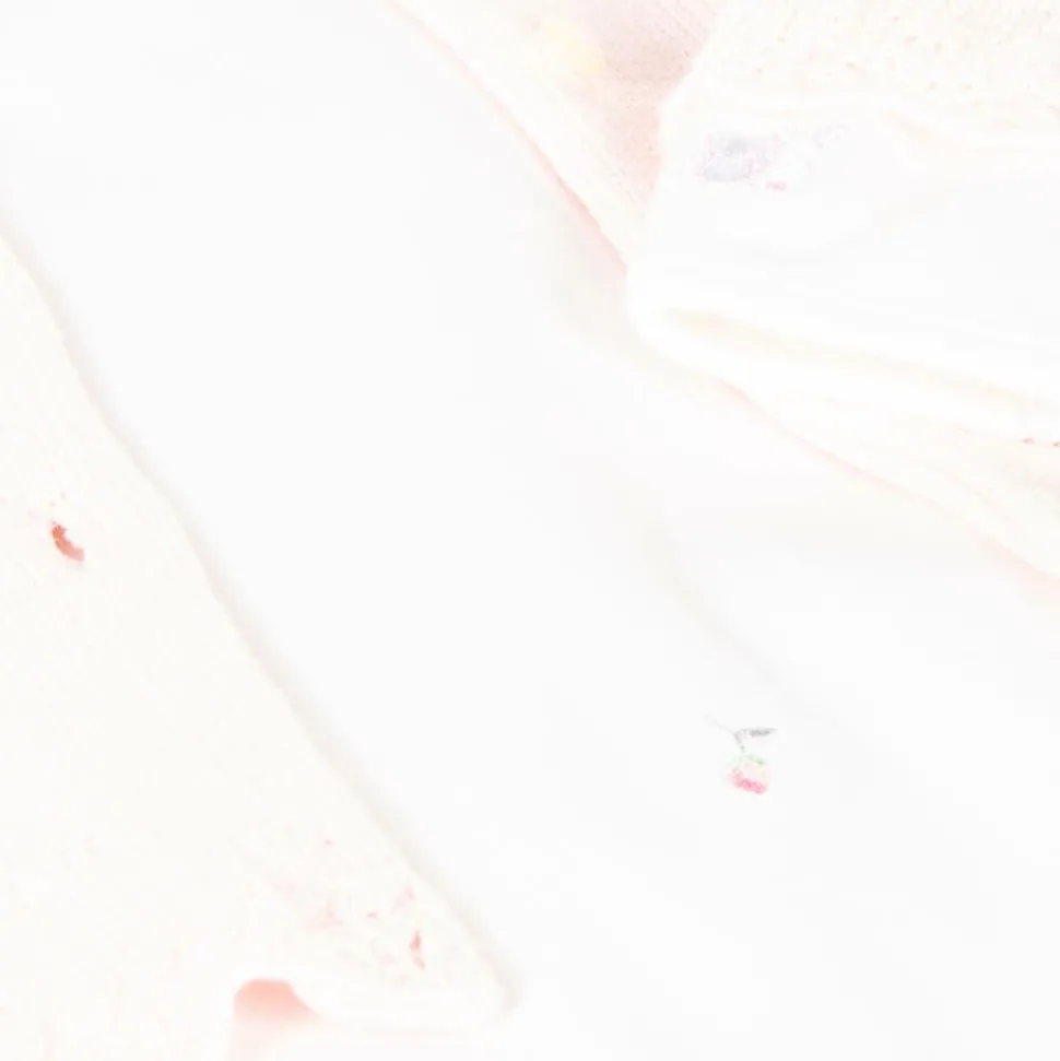 Girls White & Pink Cotton Babygrow Set