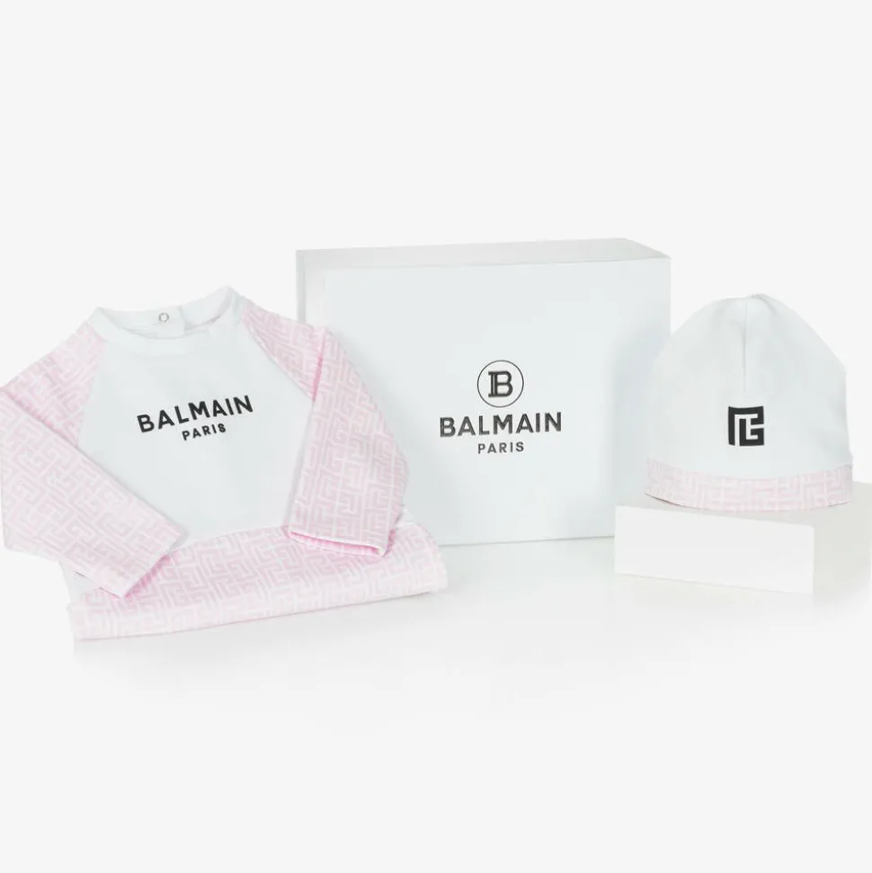 Girls White & Pink Cotton Babygrow Gift Set