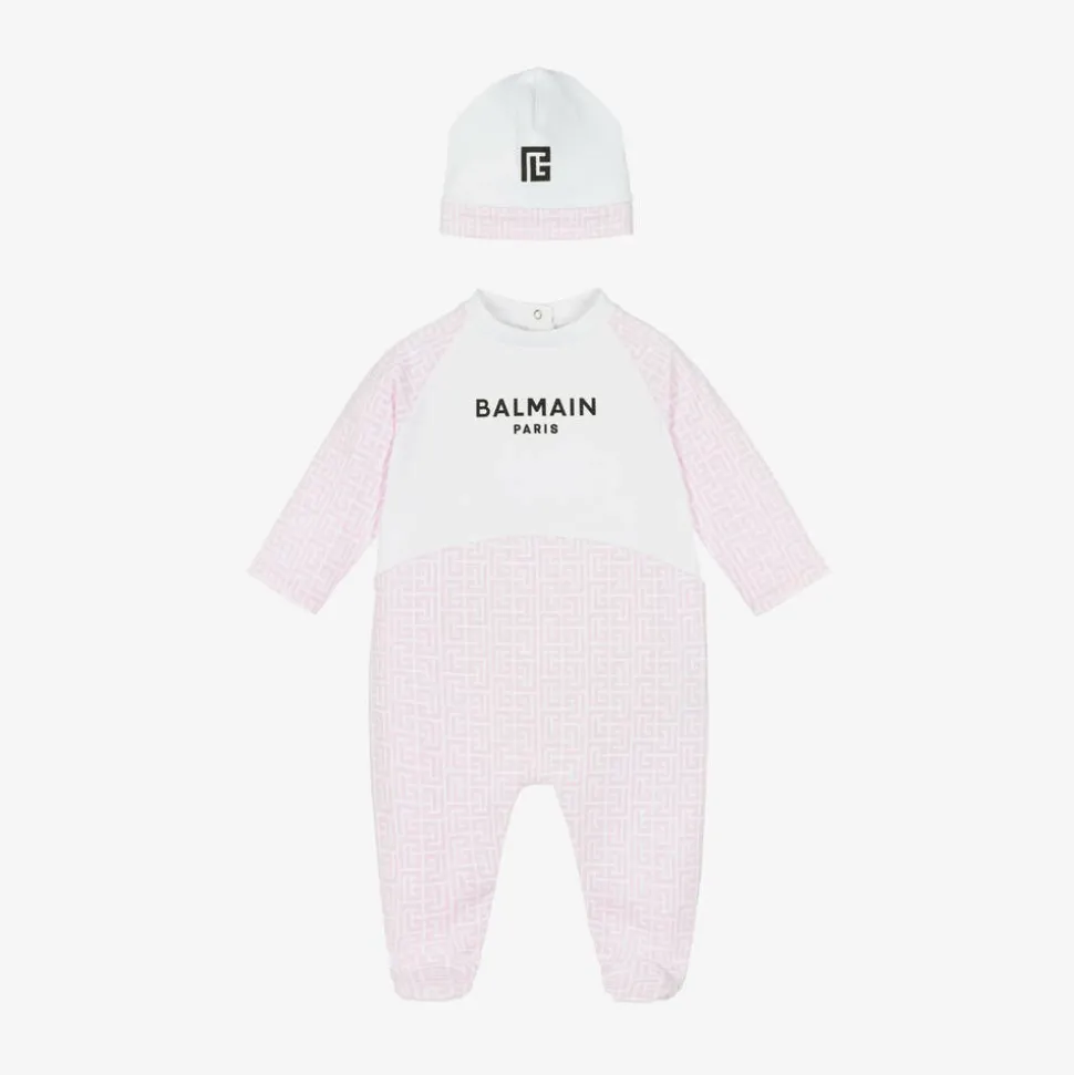 Girls White & Pink Cotton Babygrow Gift Set