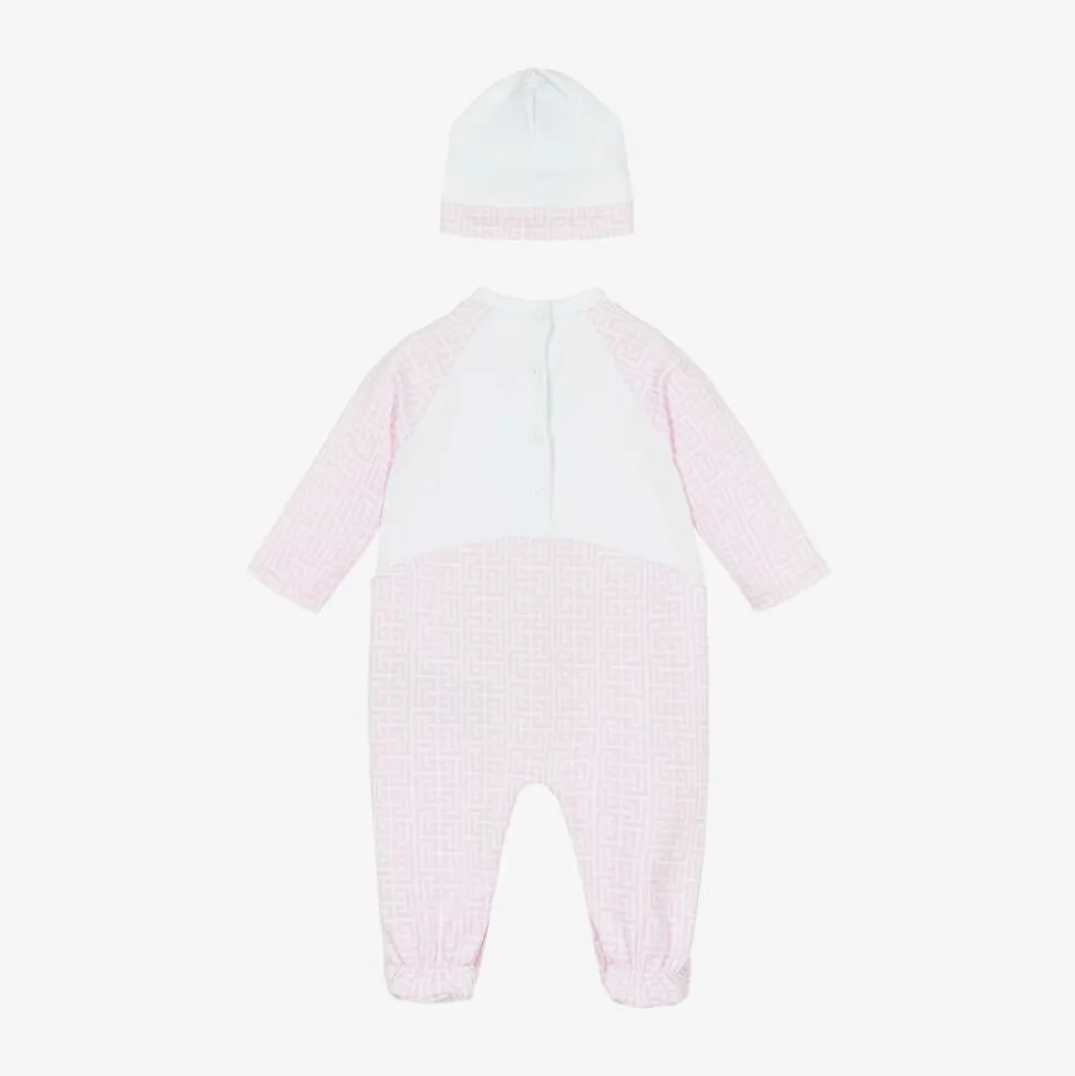 Girls White & Pink Cotton Babygrow Gift Set