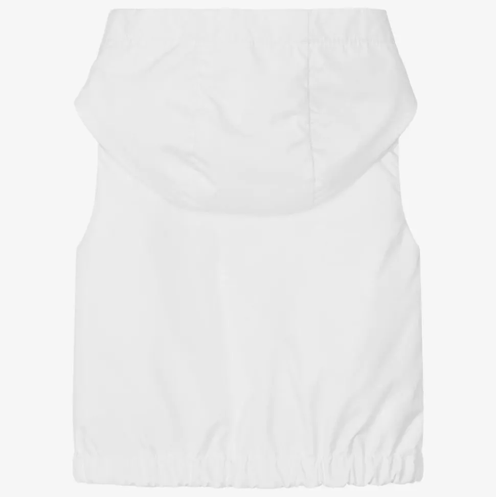 Girls White & Pink Essien Hooded Gilet
