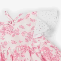 Girls White & Pink Floral Beach Dress
