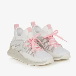 Girls White & Pink Trainers