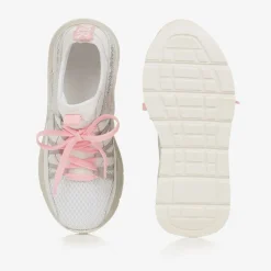 Girls White & Pink Trainers