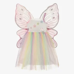 Girls White & Pink Tulle Fairy Costume