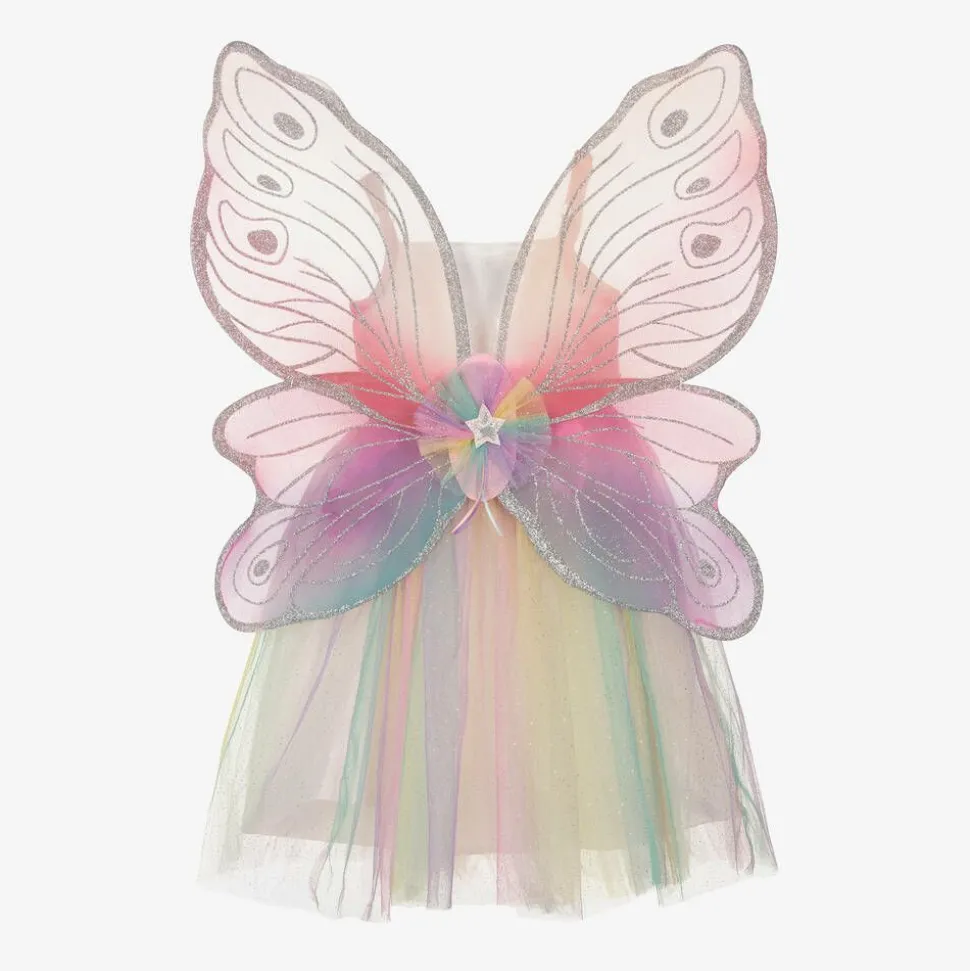 Girls White & Pink Tulle Fairy Costume