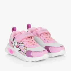 Girls White & Pink Unicorn Light-Up Trainers