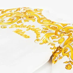 Girls White & Yellow Cotton Babysuit Set