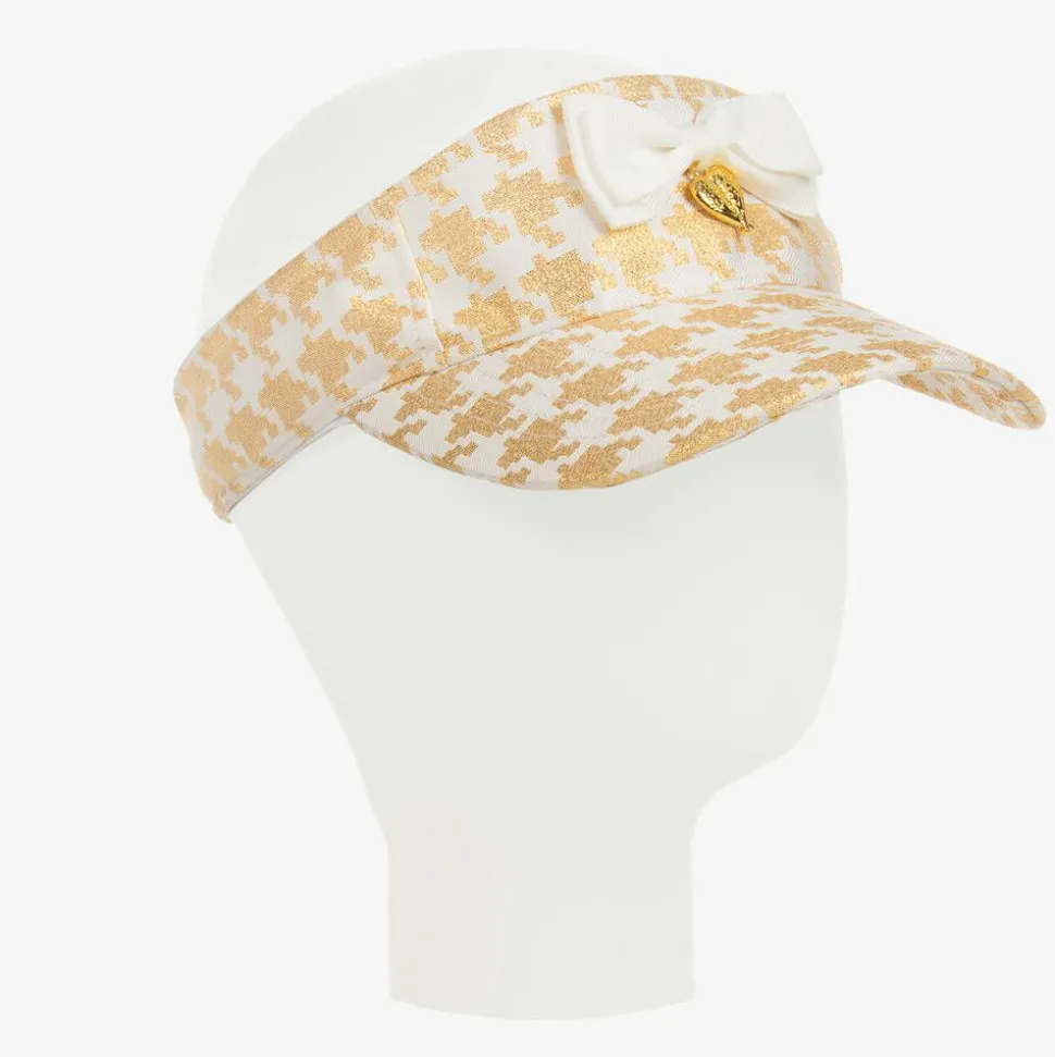 Girls White & Gold Visor