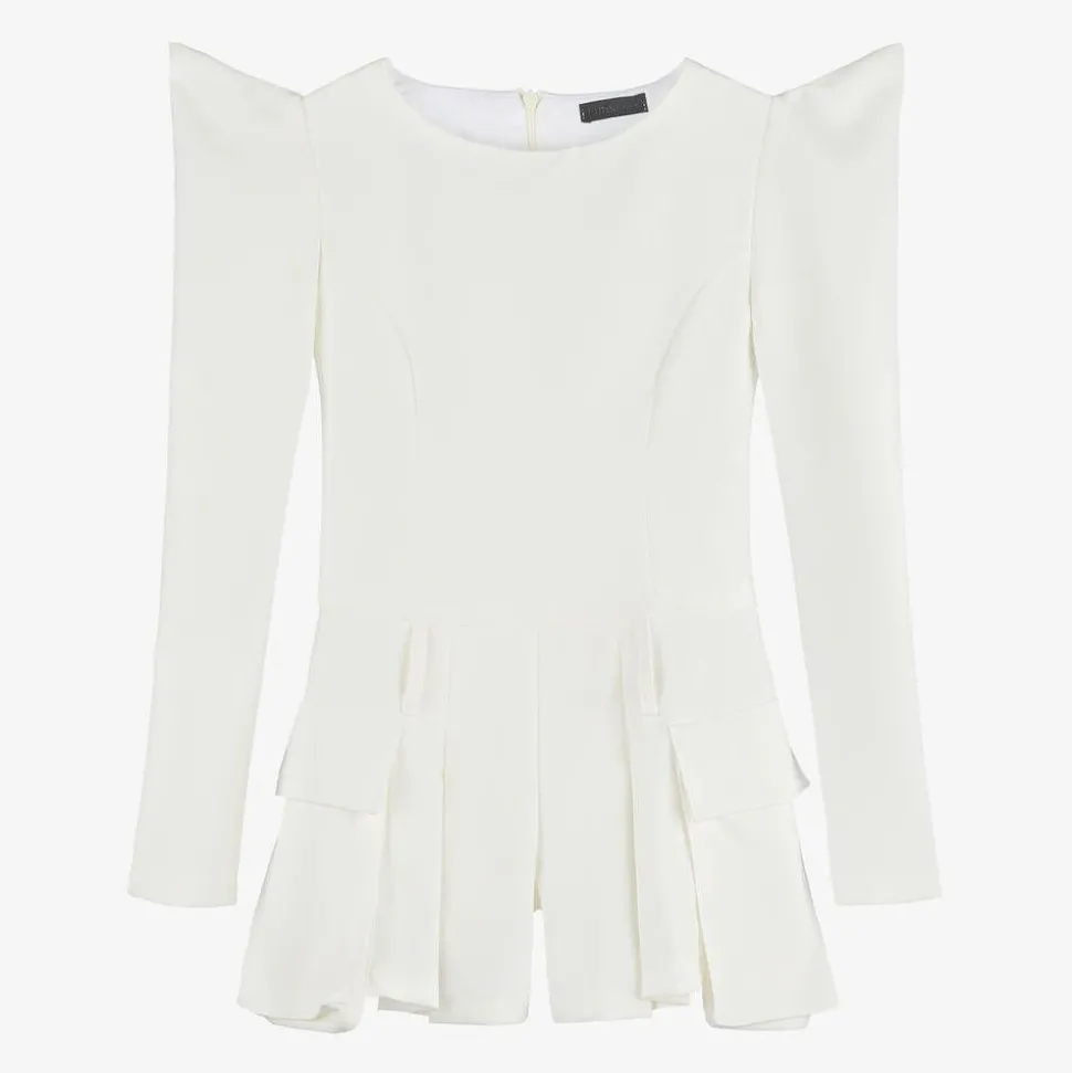 Girls White Belted Playsuit