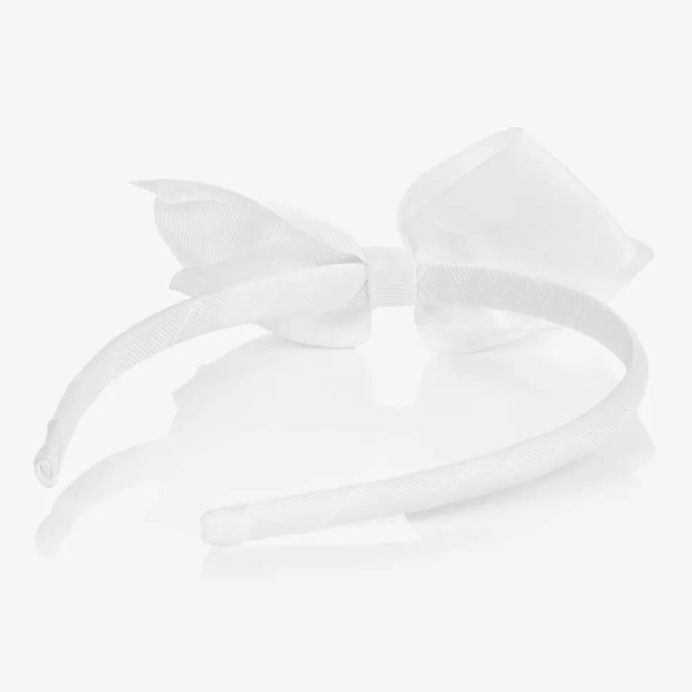 Girls White Bow Hairband