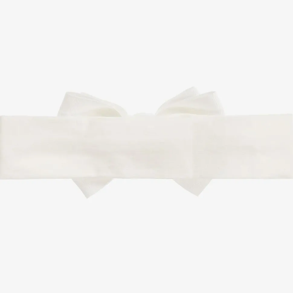 Girls White Bow Headband