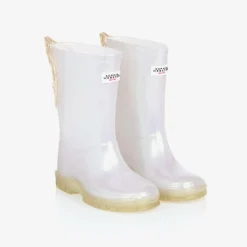 Girls White Butterfly Rain Boots
