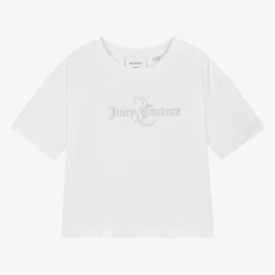 Girls White Cotton Boxy Fit T-Shirt