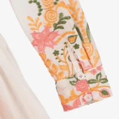 Girls White Cotton Embroidered Floral Dress