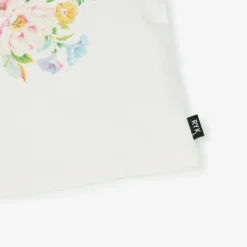 Girls White Cotton Floral T-Shirt