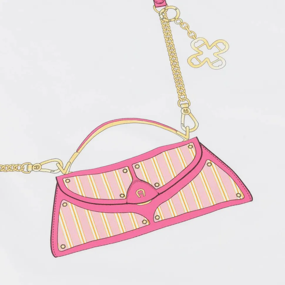 Girls White Cotton Handbag T-Shirt