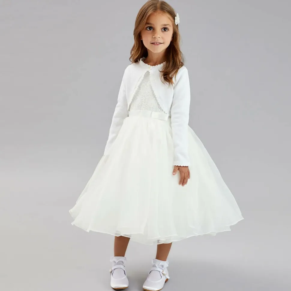 Girls White Cotton Knit Bolero Cardigan